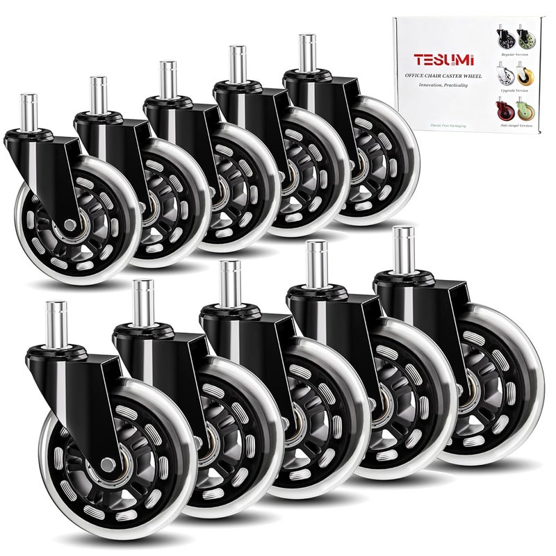 TESUMI 10 عبوات عجلات كراسي المكتب 3 بوصة عجلات مطاطية بديلة - Image 1